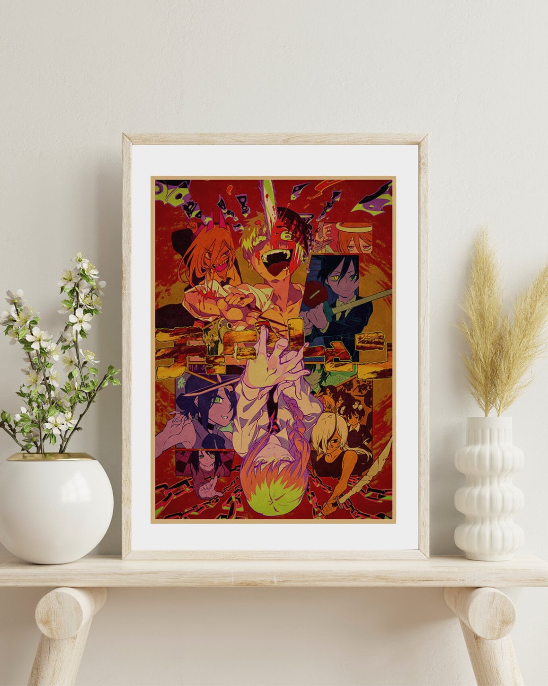 Chainsaw Man Retro Anime Kraft Paper Poster For Your Home Decor & Nostalgic Collector Lovers Gift