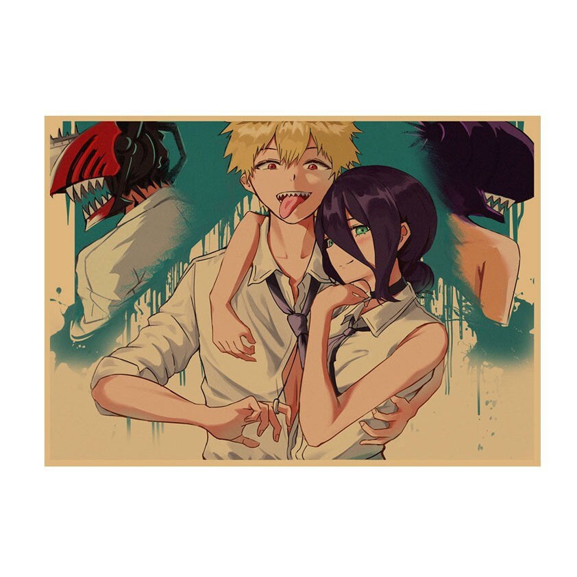 Chainsaw Man Retro Anime Kraft Paper Poster For Your Home Decor & Nostalgic Collector Lovers Gift