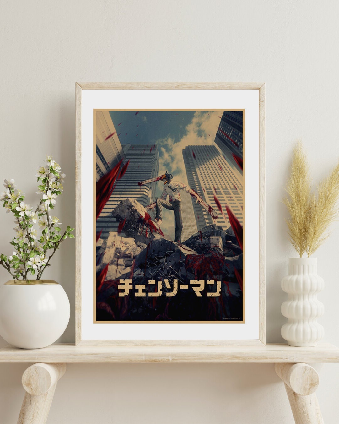 Chainsaw Man Retro Anime Kraft Paper Poster For Your Home Decor & Nostalgic Collector Lovers Gift
