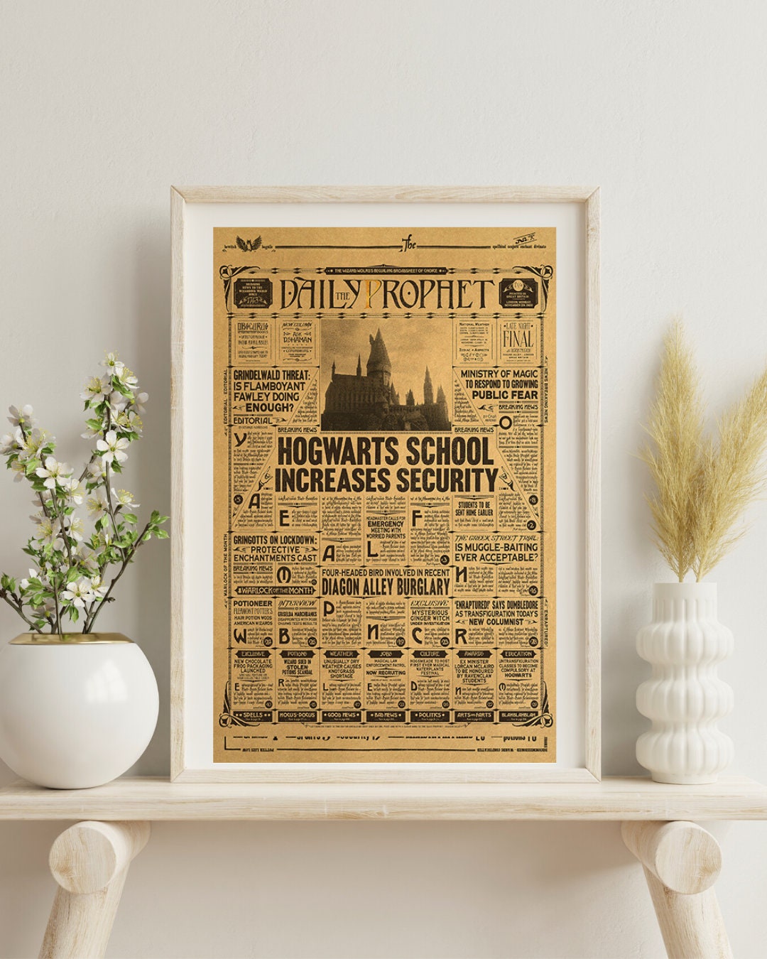 Wizard School Newspaper Kraft Paper Poster For Your Home Decor & Nostalgic Collector Lovers Gift