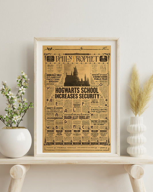 Wizard School Newspaper Kraft Paper Poster For Your Home Decor & Nostalgic Collector Lovers Gift