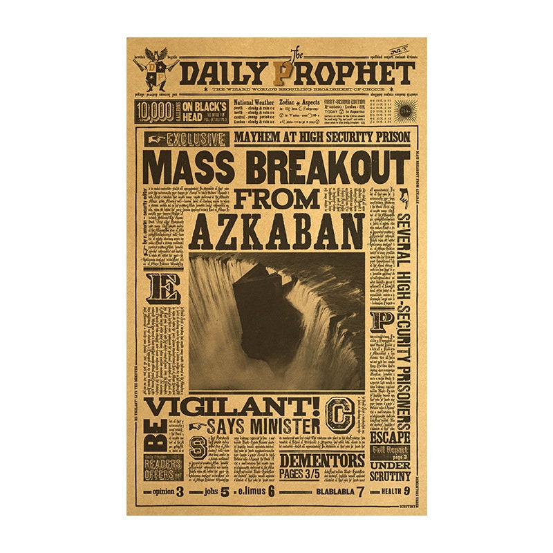 Wizard School Newspaper Kraft Paper Poster For Your Home Decor & Nostalgic Collector Lovers Gift