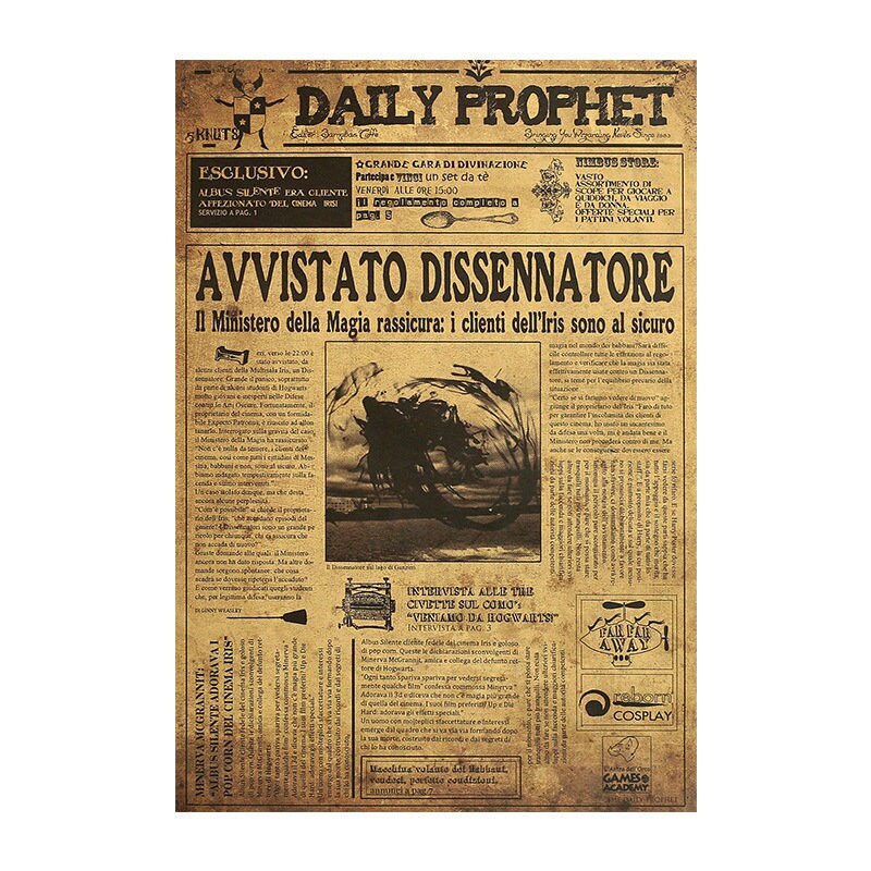 Wizard School Newspaper Kraft Paper Poster For Your Home Decor & Nostalgic Collector Lovers Gift