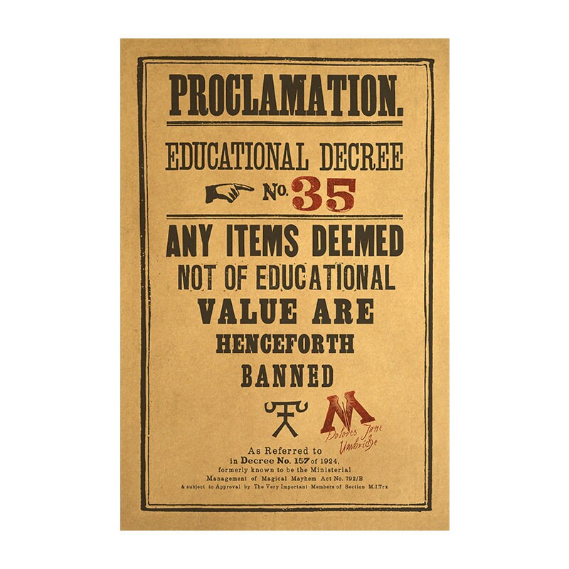 Educational Decree Kraft Paper Poster For Your Home Decor & Nostalgic Collector Lovers Gift