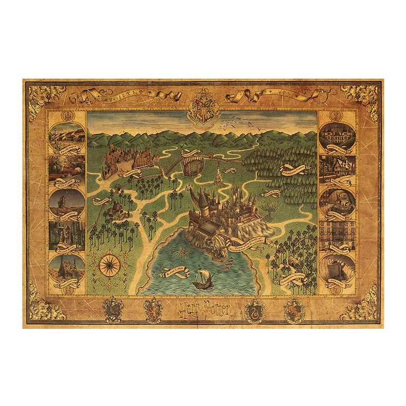 Wizard School Map Kraft Paper Poster For Your Home Decor & Nostalgic Collector Lovers Gift