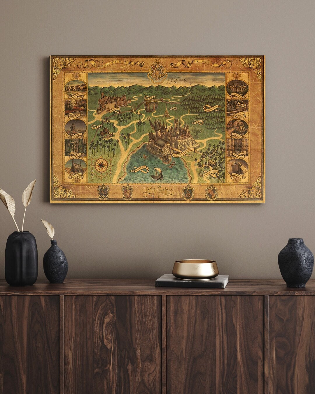 Wizard School Map Kraft Paper Poster For Your Home Decor & Nostalgic Collector Lovers Gift