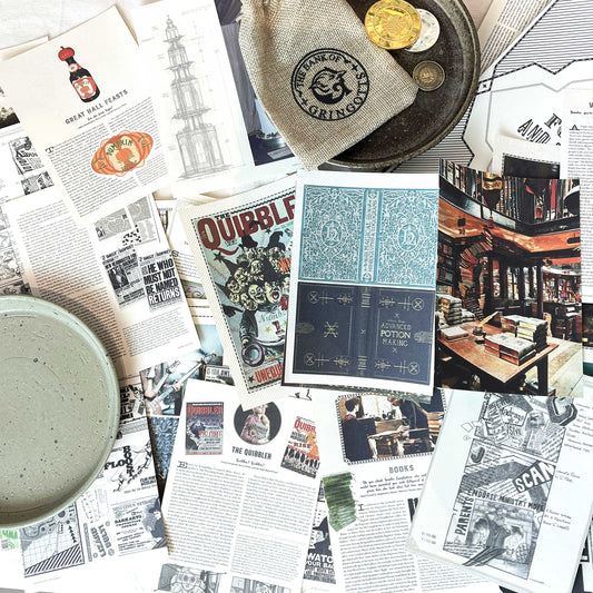 Wizard School Junk Journal Scrapbook Paper For DIY Crafts, Retro Junk Journal Background Paper Pack Supplies