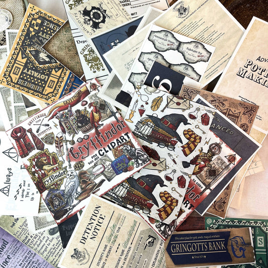 Wizard School Junk Journal Scrapbook Paper For DIY Crafts, Retro Junk Journal Background Paper Pack Supplies