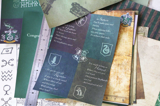 Wizard School Junk Journal Scrapbook Paper For DIY Crafts, Retro Junk Journal Background Paper Pack Supplies