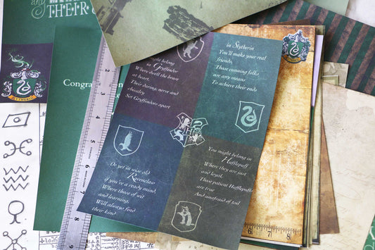 Wizard School Junk Journal Scrapbook Paper For DIY Crafts, Retro Junk Journal Background Paper Pack Supplies