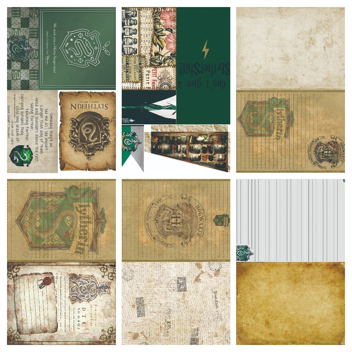 Wizard School Junk Journal Scrapbook Paper For DIY Crafts, Retro Junk Journal Background Paper Pack Supplies
