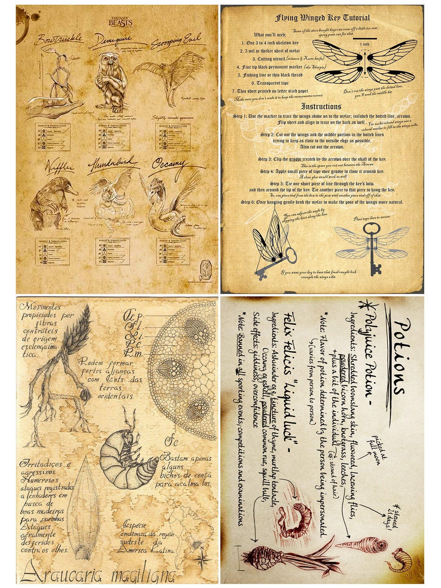 Wizard School Junk Journal Scrapbook Paper For DIY Crafts, Retro Junk Journal Background Paper Pack Supplies