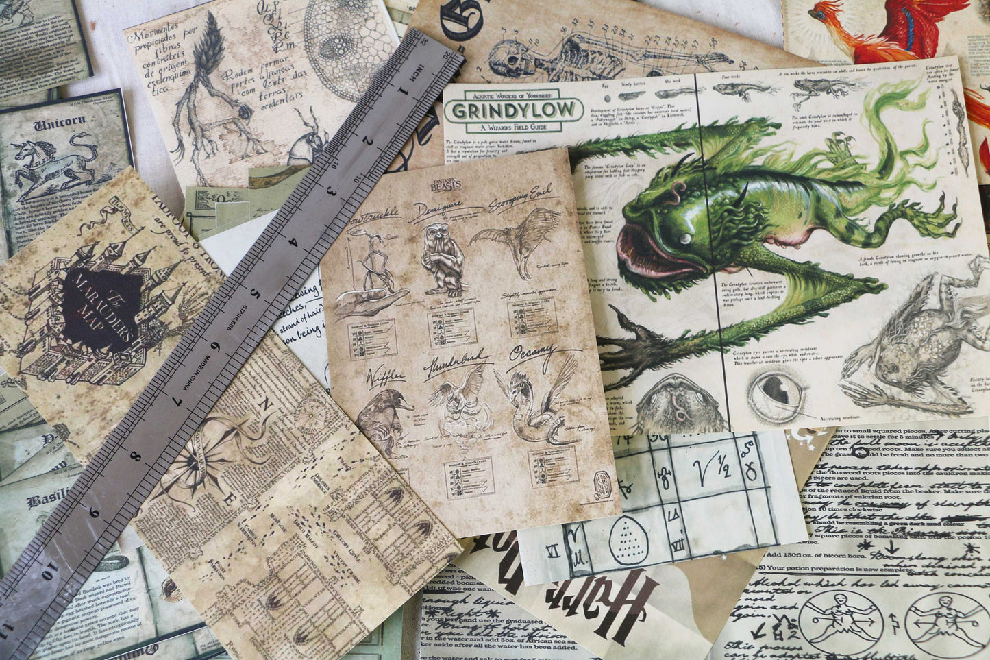 Wizard School Junk Journal Scrapbook Paper For DIY Crafts, Retro Junk Journal Background Paper Pack Supplies