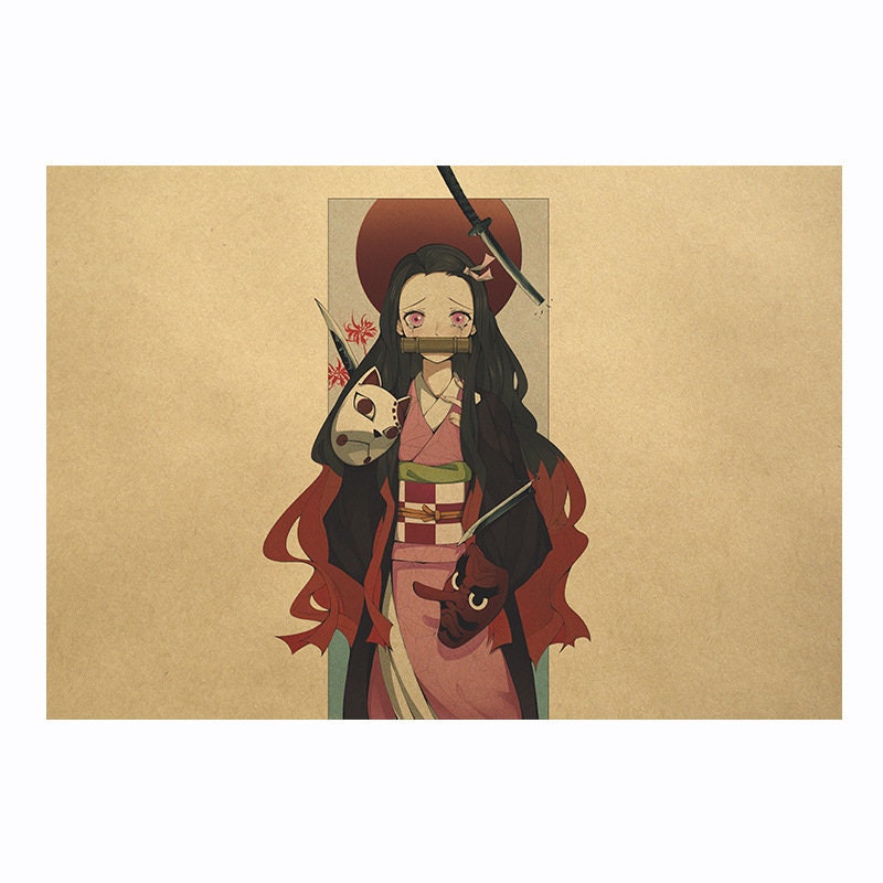 Demon Slayer Retro Anime Kraft Paper Poster For Your Home Decor & Nostalgic Collector Lovers Gift