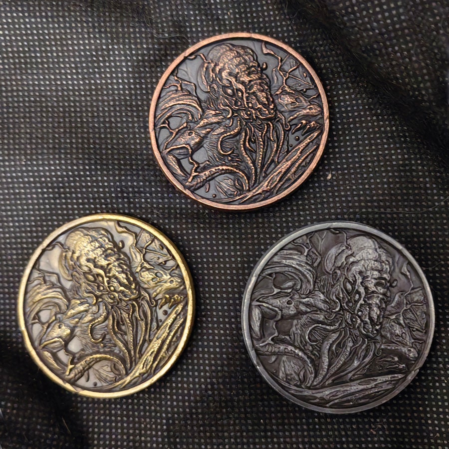 Cthulhu Coin For Collectors Lovers, Every Day Carry Decision Coin Or Challenge Coin