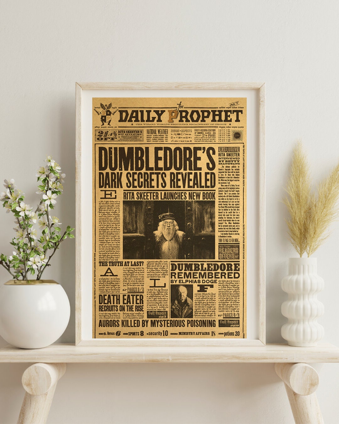 Wizard School Newspaper Kraft Paper Poster For Your Home Decor & Nostalgic Collector Lovers Gift