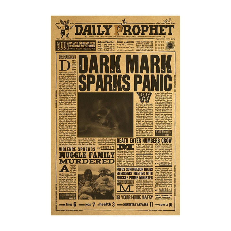 Wizard School Newspaper Kraft Paper Poster For Your Home Decor & Nostalgic Collector Lovers Gift