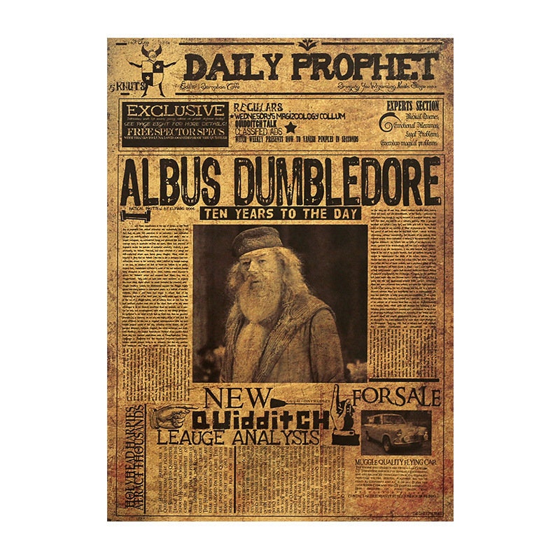 Wizard School Newspaper Kraft Paper Poster For Your Home Decor & Nostalgic Collector Lovers Gift