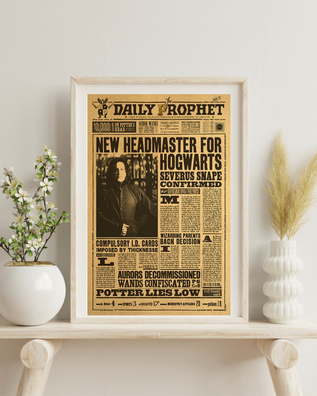 Wizard School Newspaper Kraft Paper Poster For Your Home Decor & Nostalgic Collector Lovers Gift