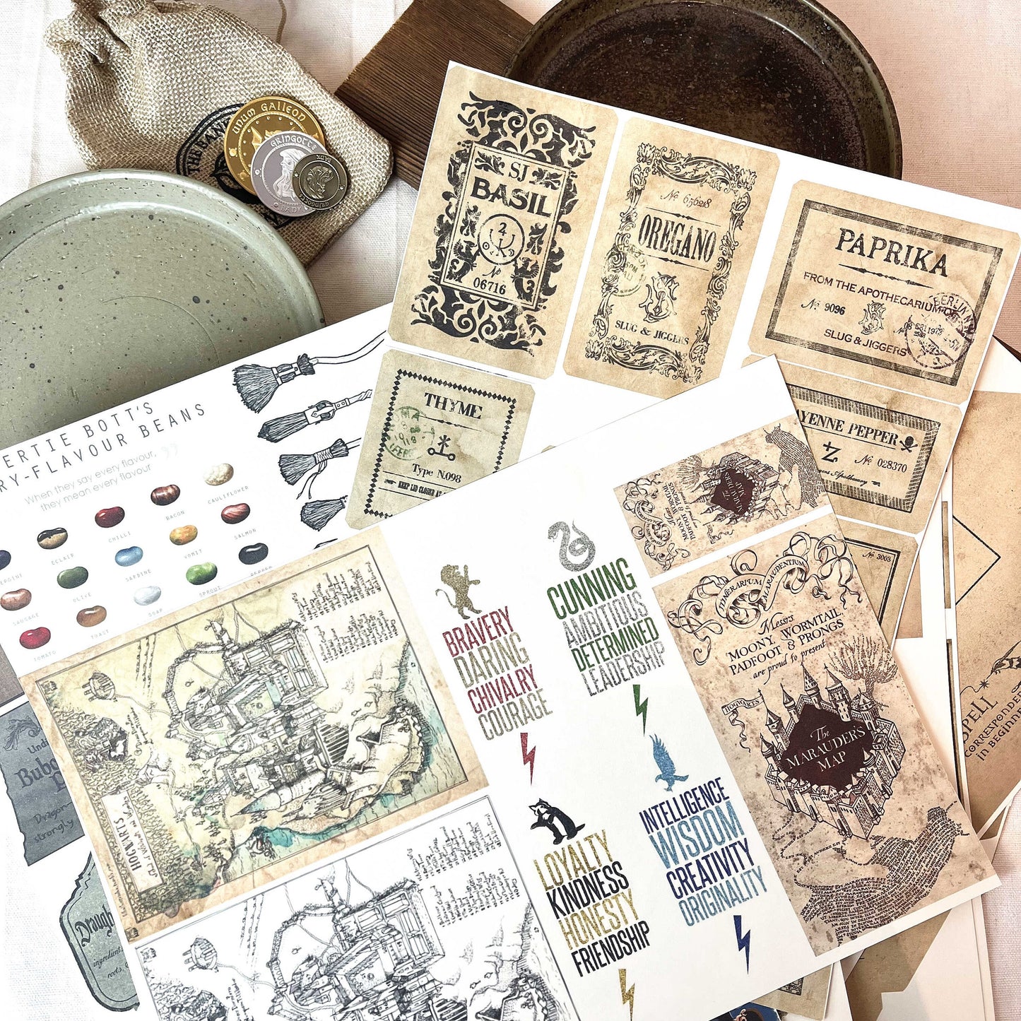 Wizard School Junk Journal Scrapbook Paper For DIY Crafts, Retro Junk Journal Background Paper Pack Supplies