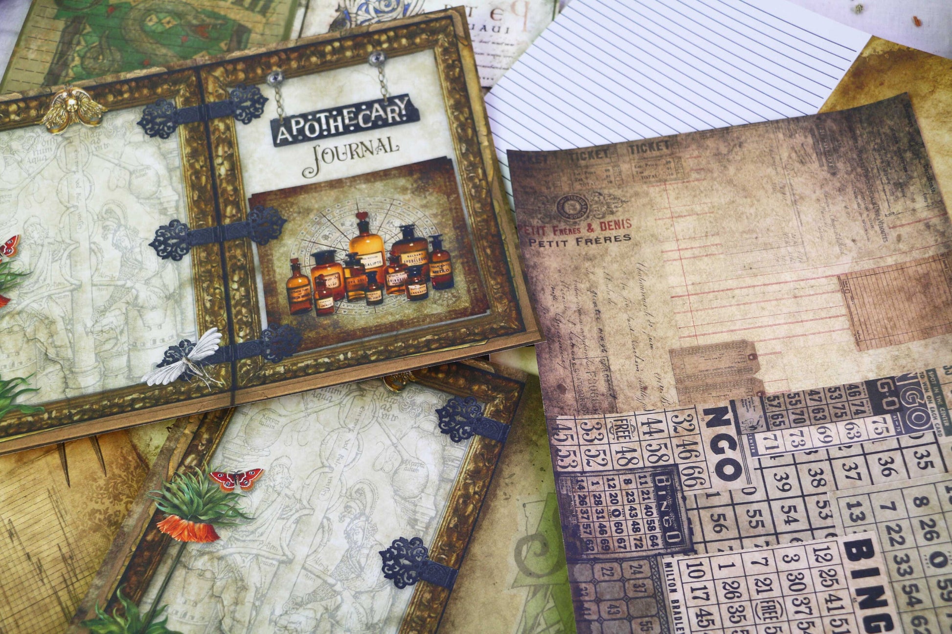 Wizard School Junk Journal Scrapbook Paper For DIY Crafts, Retro Junk Journal Background Paper Pack Supplies