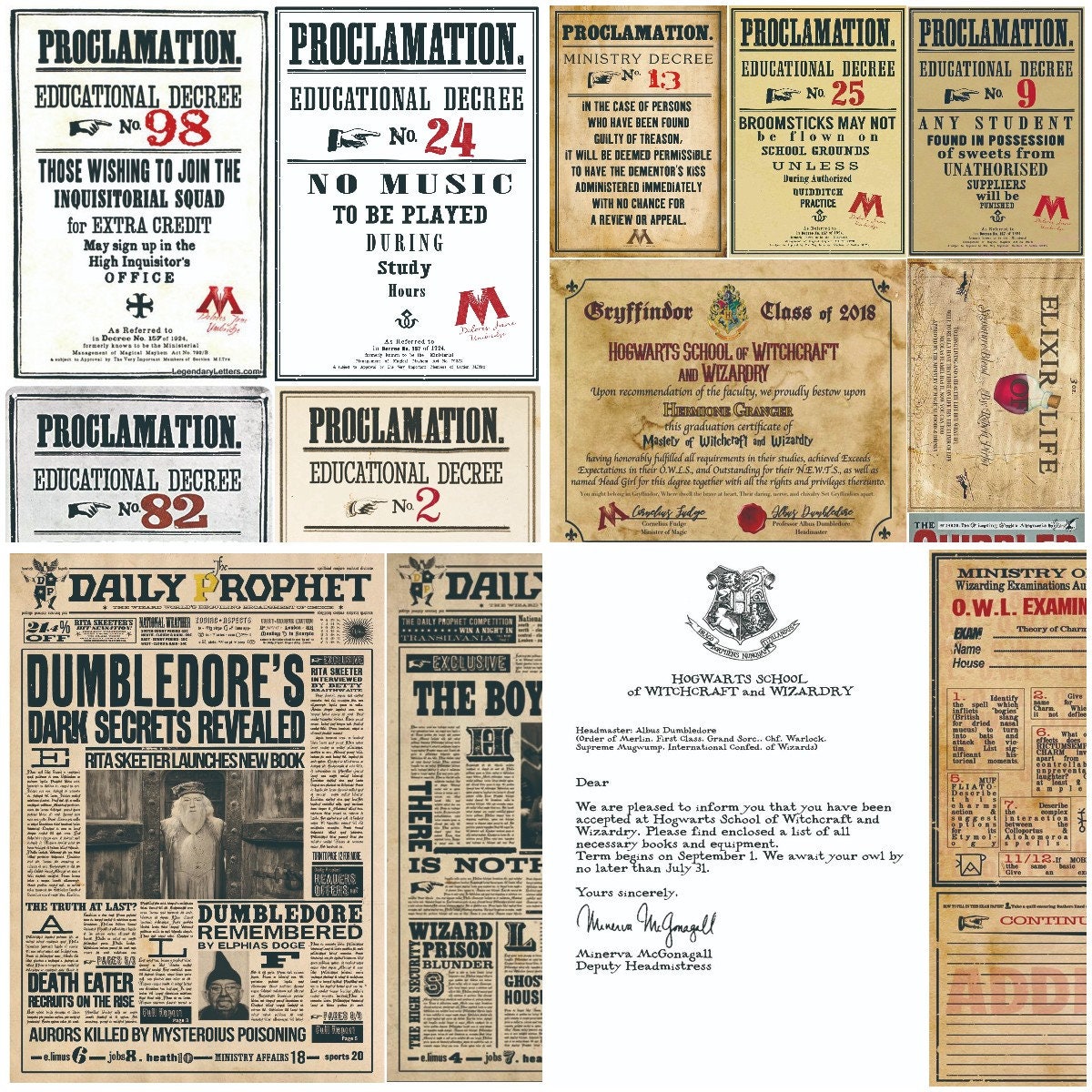 Wizard School Junk Journal Scrapbook Paper For DIY Crafts, Retro Junk Journal Background Paper Pack Supplies