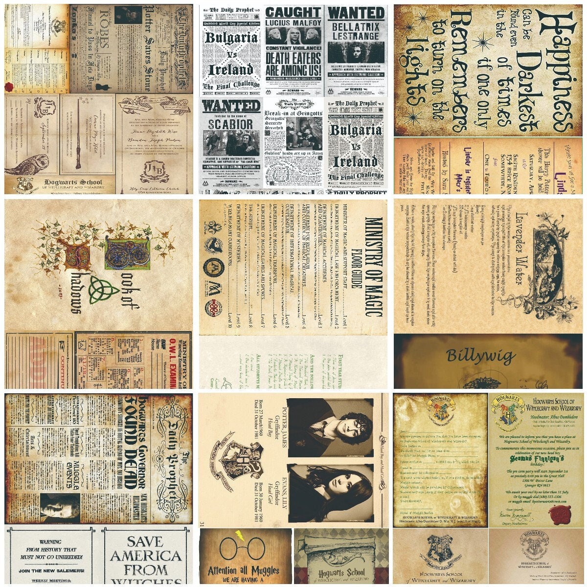 Wizard School Junk Journal Scrapbook Paper For DIY Crafts, Retro Junk Journal Background Paper Pack Supplies