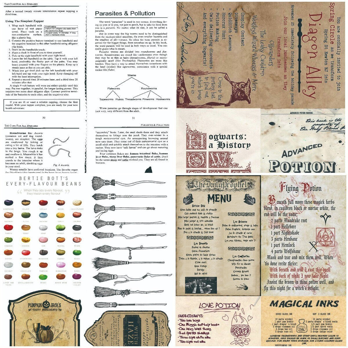 Wizard School Junk Journal Scrapbook Paper For DIY Crafts, Retro Junk Journal Background Paper Pack Supplies