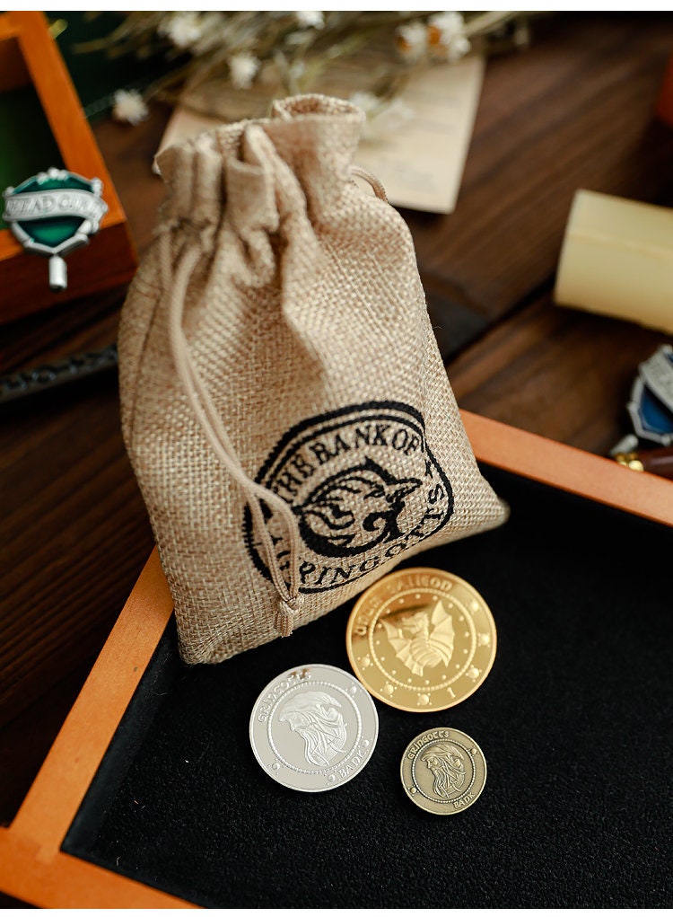 Wizard School Coin For Junk Journal, Gringotts Bank, Bag of Wizarding Money
