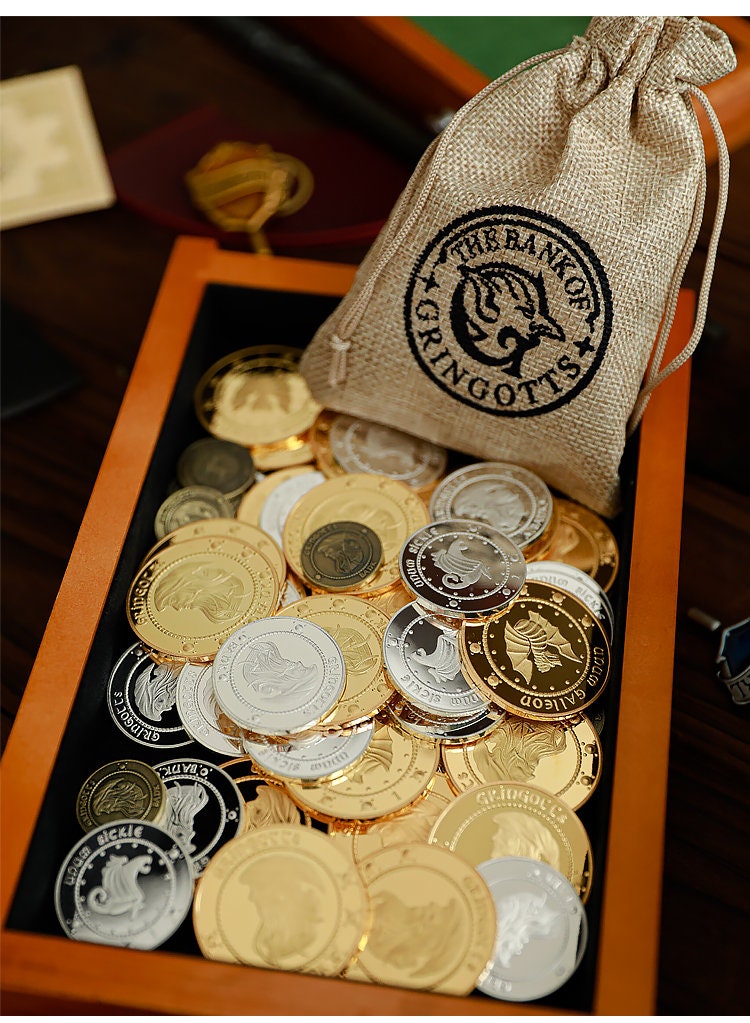 Wizard School Coin For Junk Journal, Gringotts Bank, Bag of Wizarding Money
