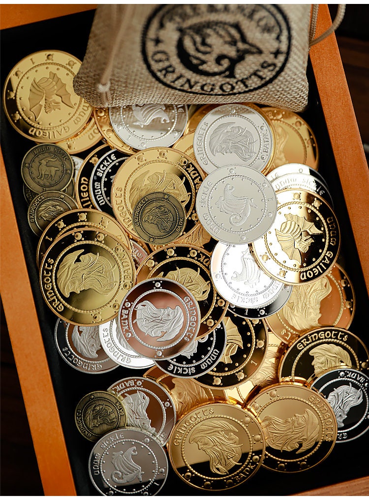 Wizard School Coin For Junk Journal, Gringotts Bank, Bag of Wizarding Money