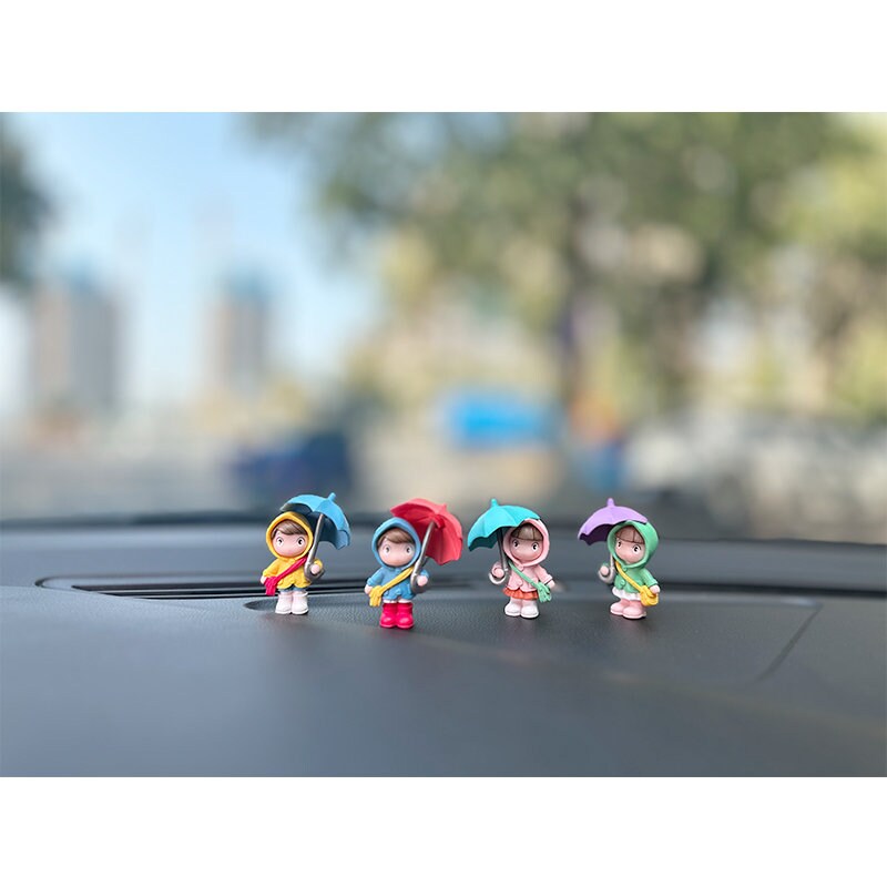Cute Umbrella Girl Anime Figurine Car Dashboard Decor, Standing Car Pendant Ornament, Car Interior Decoration