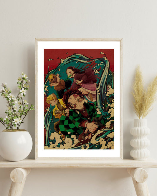 Demon Slayer Retro Anime Kraft Paper Poster For Your Home Decor & Nostalgic Collector Lovers Gift
