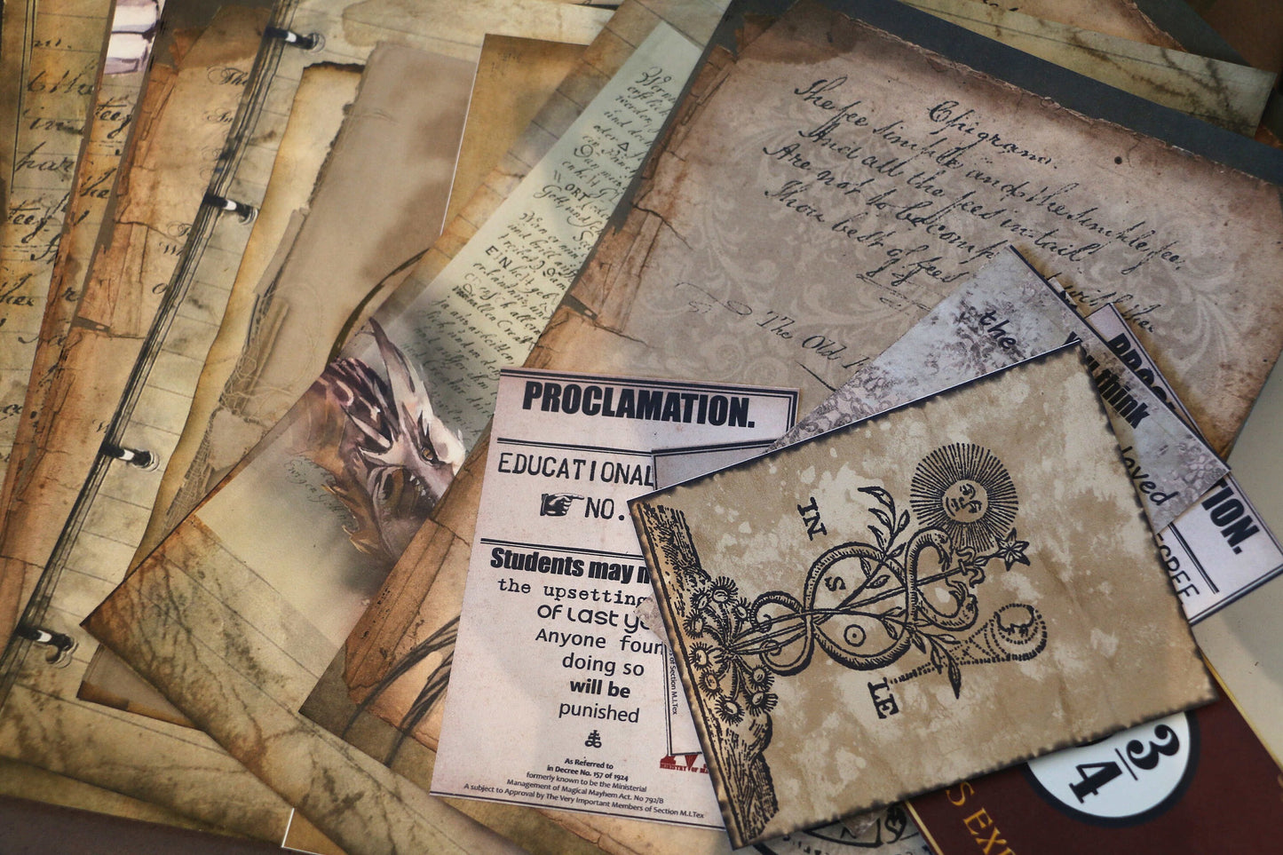Wizard School Junk Journal Scrapbook Paper For DIY Crafts, Retro Junk Journal Background Paper Pack Supplies