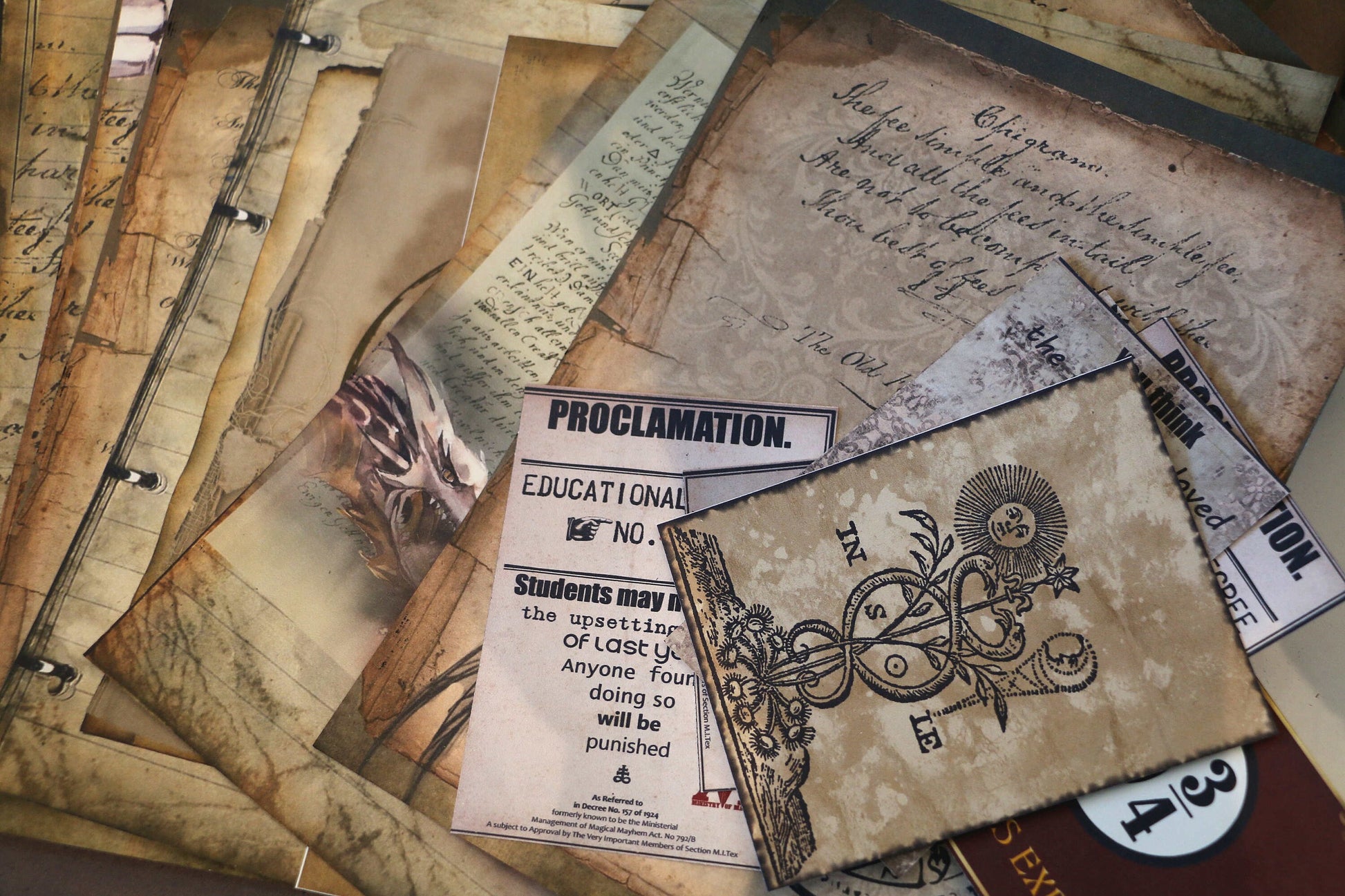 Wizard School Junk Journal Scrapbook Paper For DIY Crafts, Retro Junk Journal Background Paper Pack Supplies