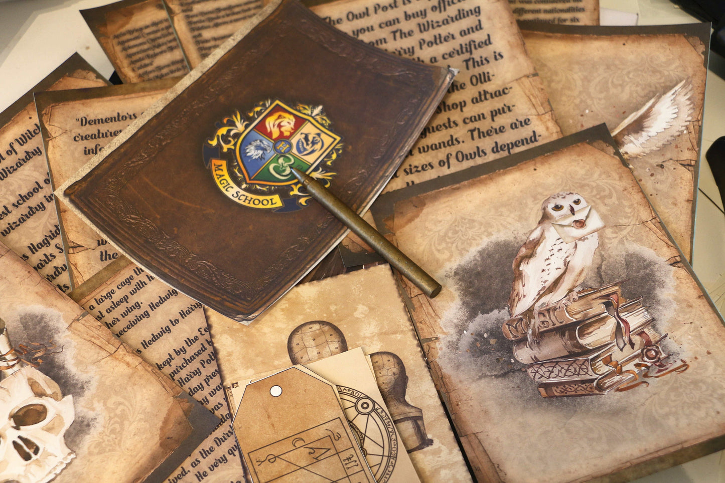 Wizard School Junk Journal Scrapbook Paper For DIY Crafts, Retro Junk Journal Background Paper Pack Supplies