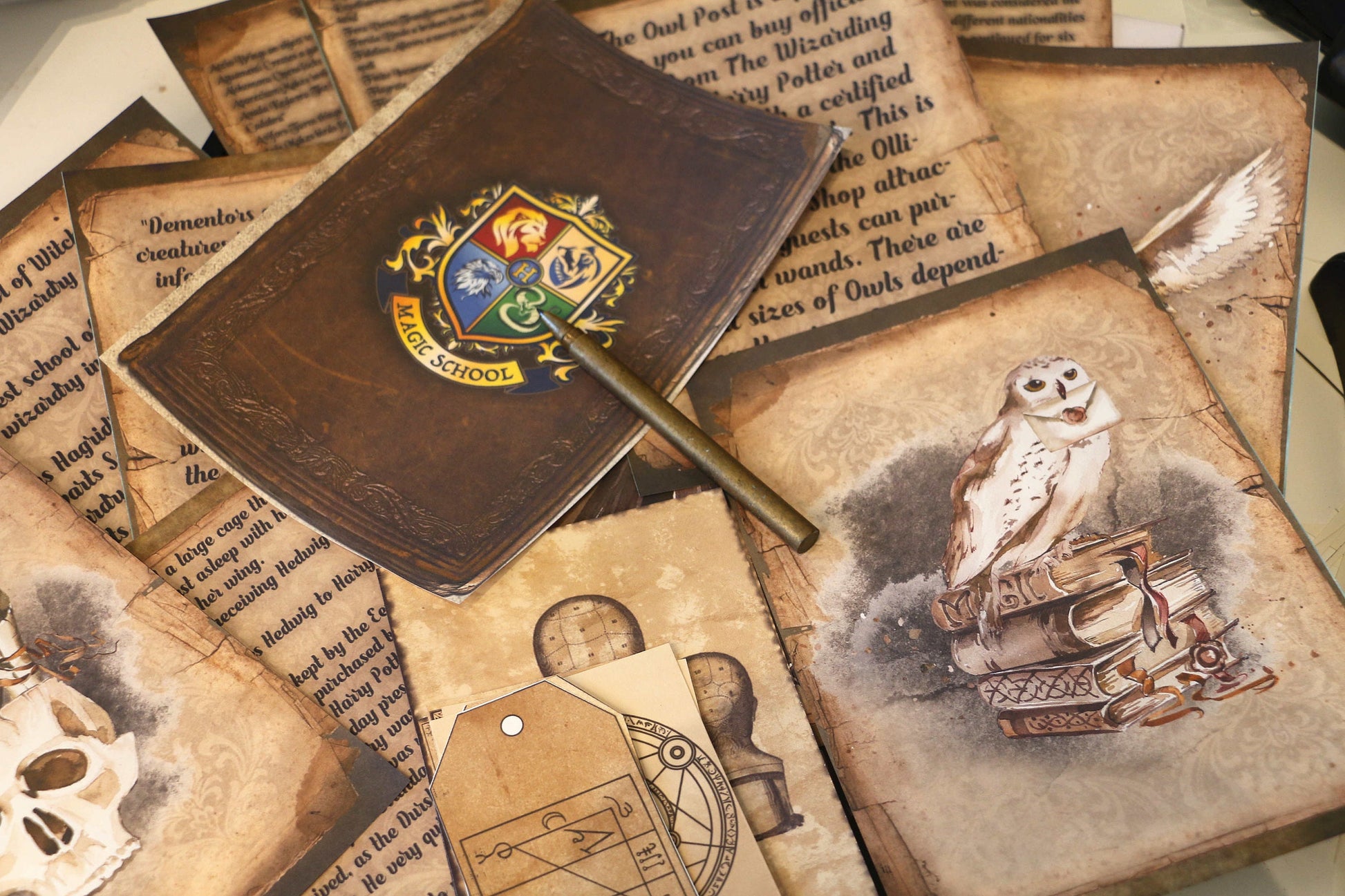Wizard School Junk Journal Scrapbook Paper For DIY Crafts, Retro Junk Journal Background Paper Pack Supplies