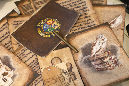 Wizard School Junk Journal Scrapbook Paper For DIY Crafts, Retro Junk Journal Background Paper Pack Supplies