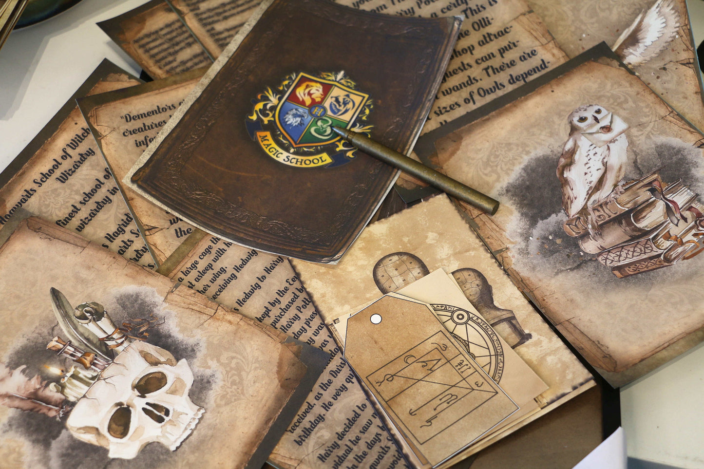 Wizard School Junk Journal Scrapbook Paper For DIY Crafts, Retro Junk Journal Background Paper Pack Supplies
