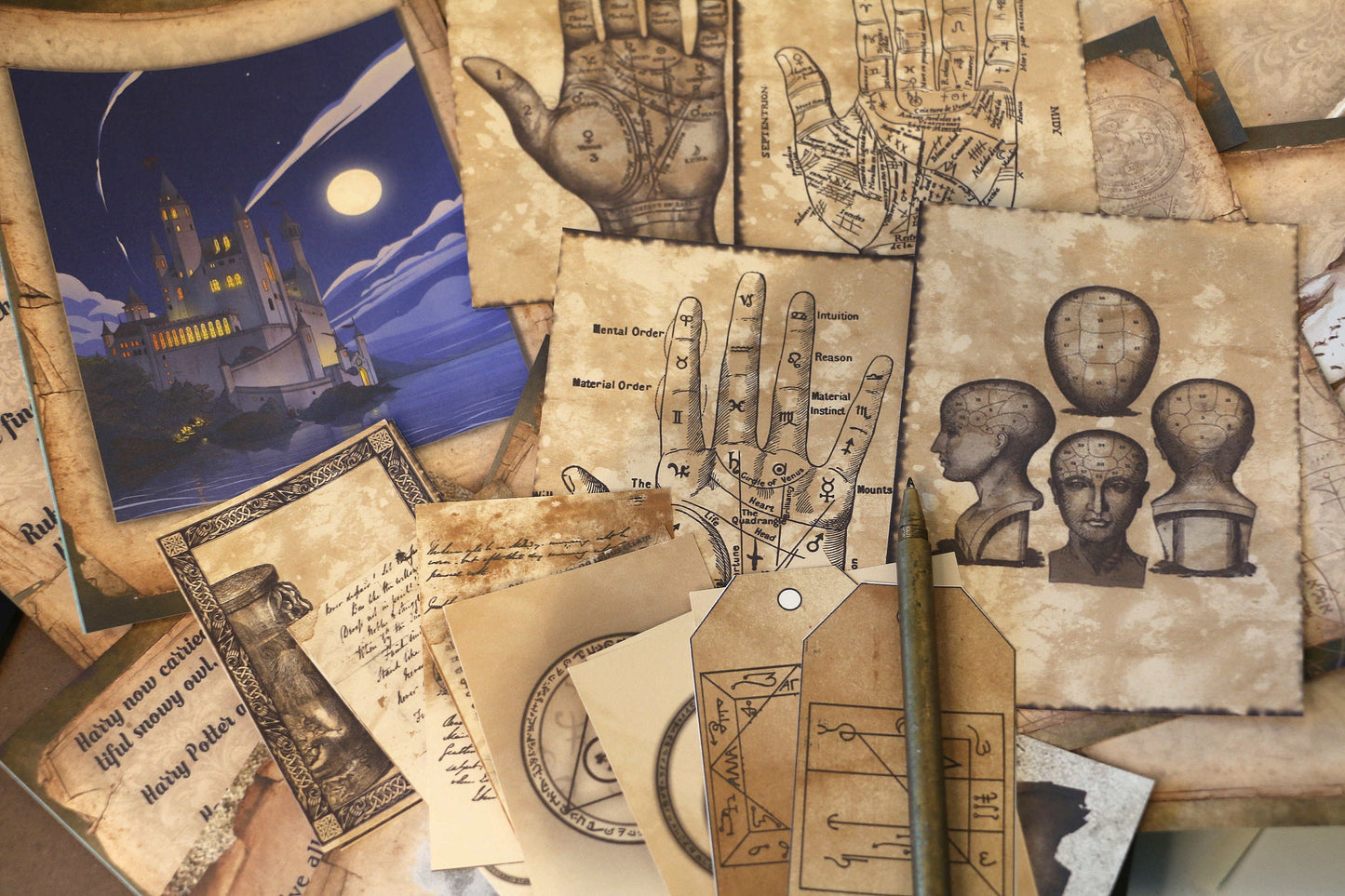 Wizard School Junk Journal Scrapbook Paper For DIY Crafts, Retro Junk Journal Background Paper Pack Supplies