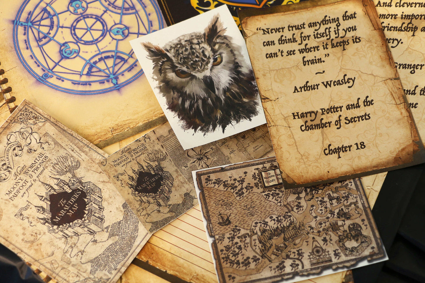 Wizard School Junk Journal Scrapbook Paper For DIY Crafts, Retro Junk Journal Background Paper Pack Supplies