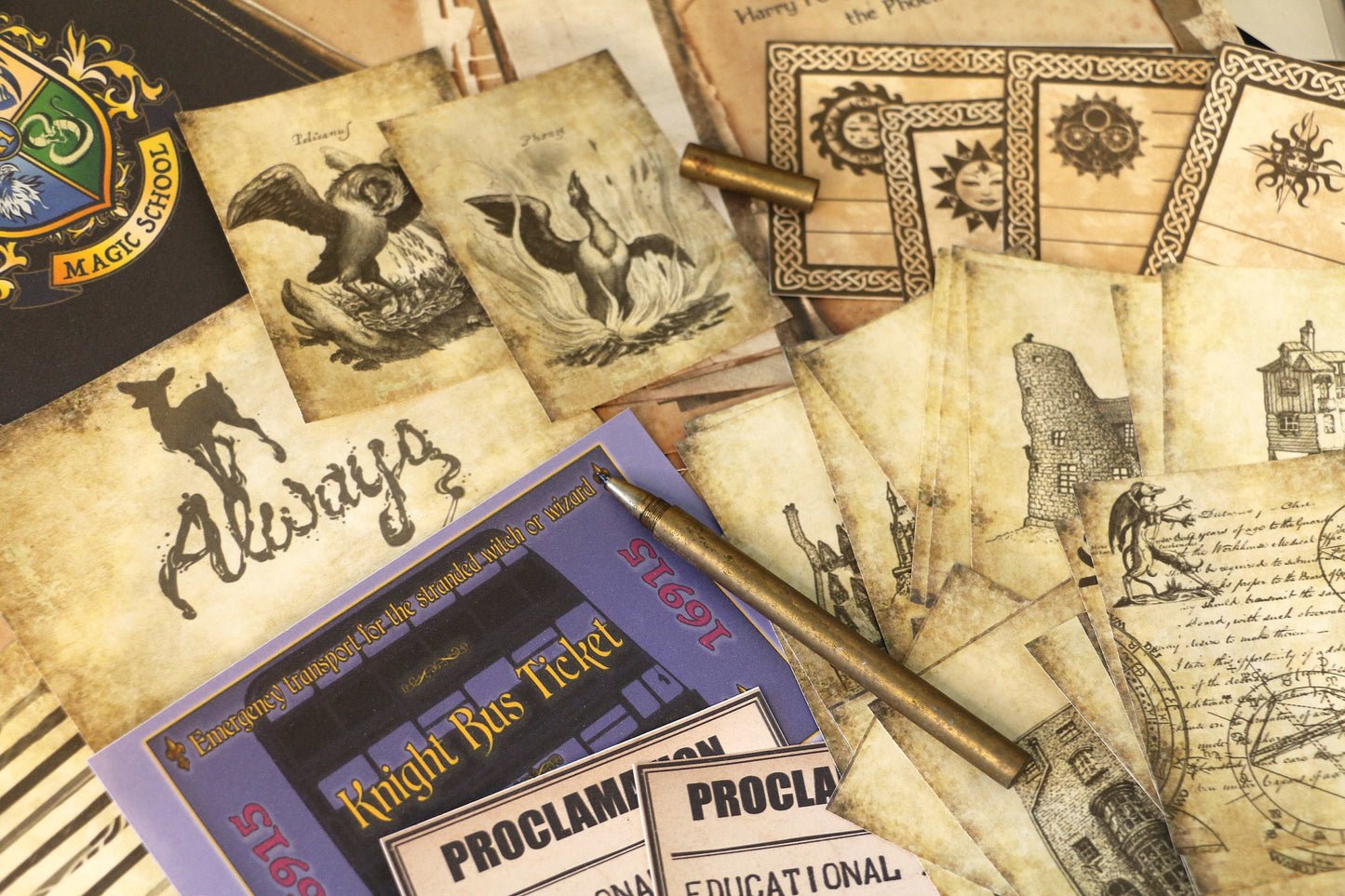 Wizard School Junk Journal Scrapbook Paper For DIY Crafts, Retro Junk Journal Background Paper Pack Supplies