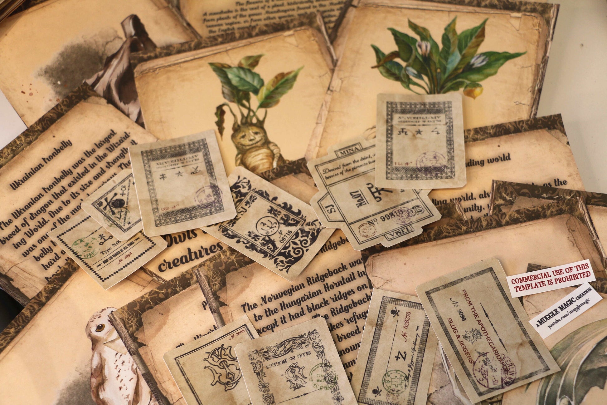 Wizard School Junk Journal Scrapbook Paper For DIY Crafts, Retro Junk Journal Background Paper Pack Supplies