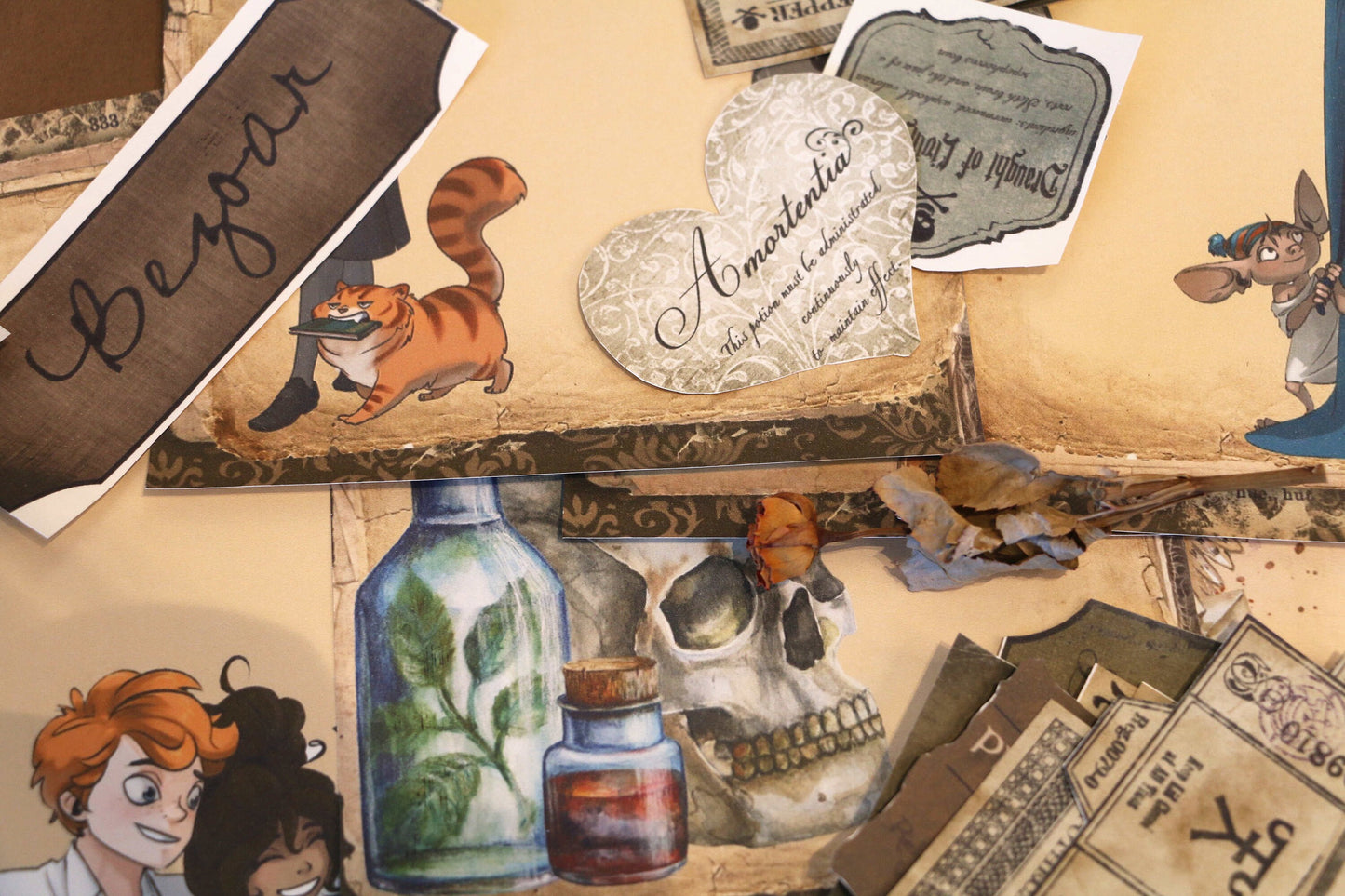 Wizard School Junk Journal Scrapbook Paper For DIY Crafts, Retro Junk Journal Background Paper Pack Supplies