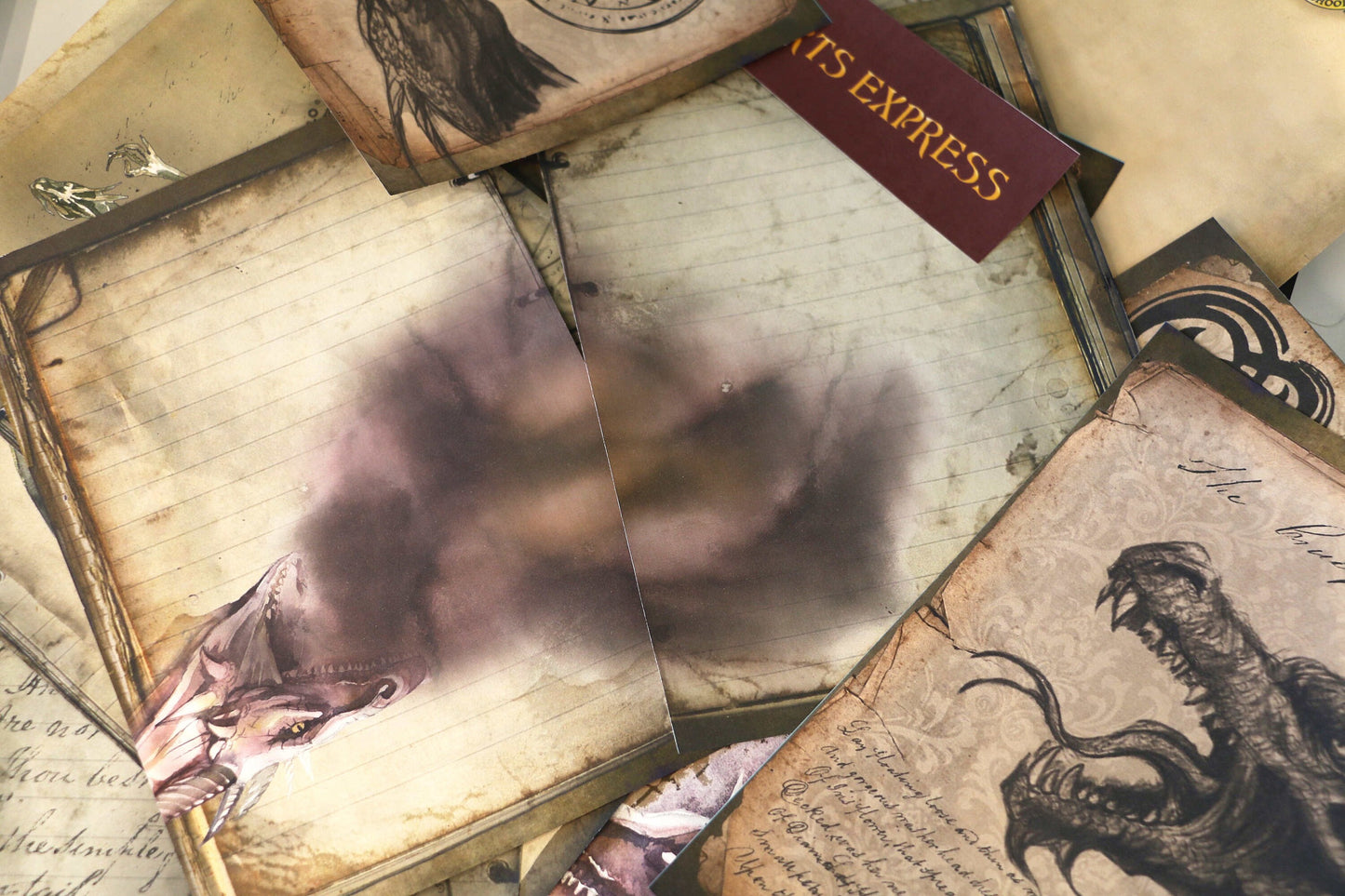 Wizard School Junk Journal Scrapbook Paper For DIY Crafts, Retro Junk Journal Background Paper Pack Supplies