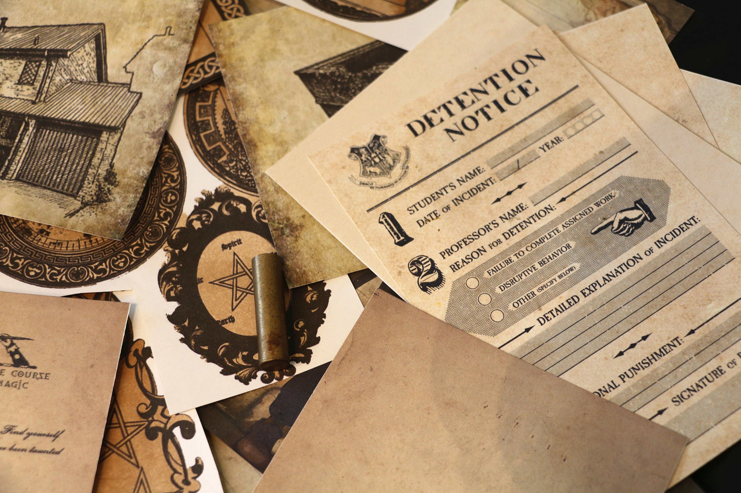 Wizard School Junk Journal Scrapbook Paper For DIY Crafts, Retro Junk Journal Background Paper Pack Supplies