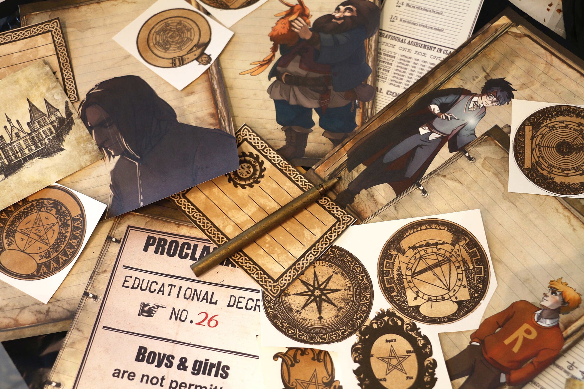 Wizard School Junk Journal Scrapbook Paper For DIY Crafts, Retro Junk Journal Background Paper Pack Supplies