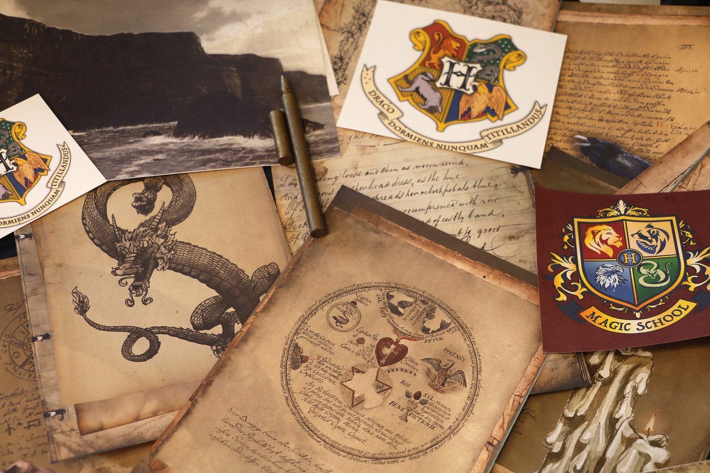 Wizard School Junk Journal Scrapbook Paper For DIY Crafts, Retro Junk Journal Background Paper Pack Supplies